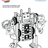 Kids First Robot Ride Coloring Page (ACTIVITY) Kids First Robot Ride Coloring Page (ACTIVITY)